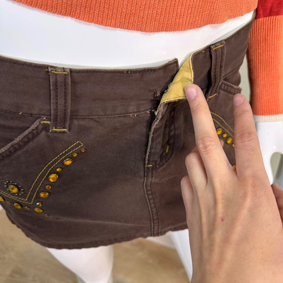 CONIC Y2K Phard Brown Studded Mini Skirt – / Early 2000s Italian Designer - Picture 6 of 8